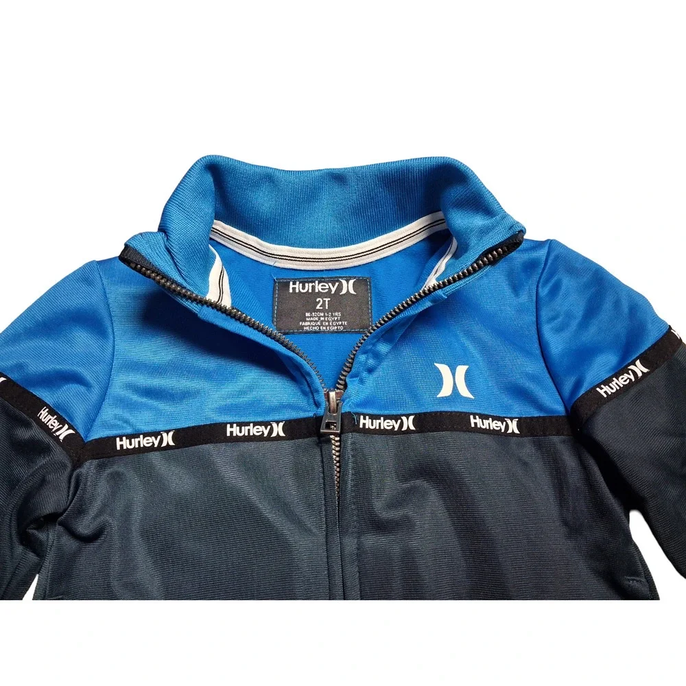 Hurley Toddler Boys 2T Two Piece Track Suit Jacket Pants Blue Navy Zip Front